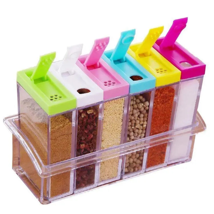 Spice Jars Dispenser Masala Rack/ Multicolour Set of 6