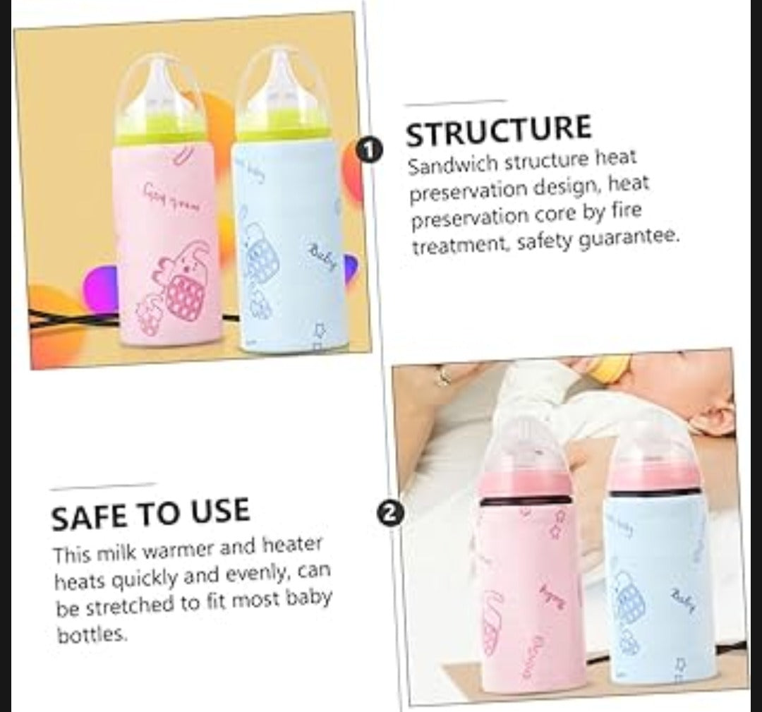 Portable USB Baby Bottle Warmer –  Milk Heater Sleeve for Travel and Home Use (Without Feeder)